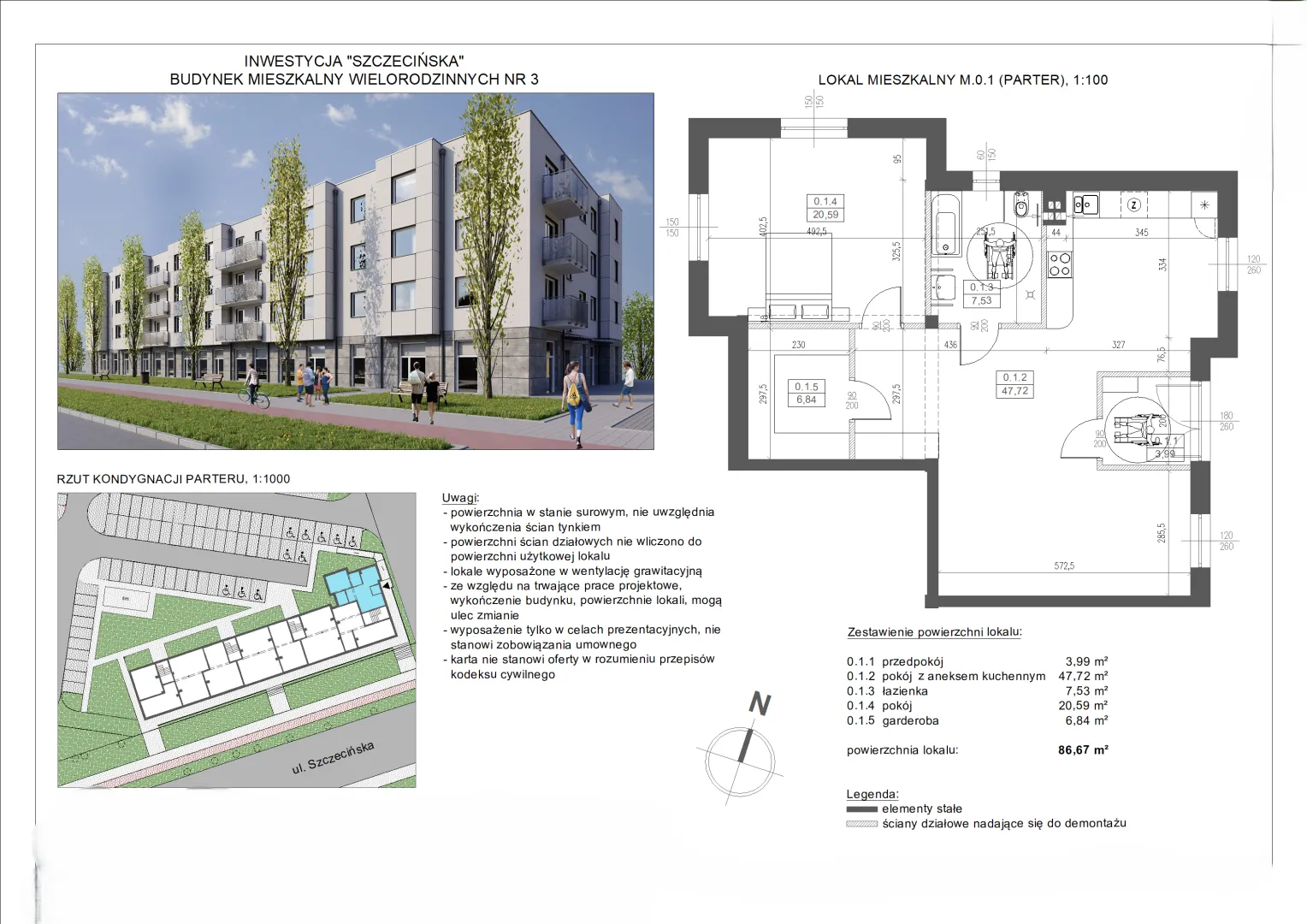 Przestronny lokal 86,67 m² na parterze, ul. Szczecińska